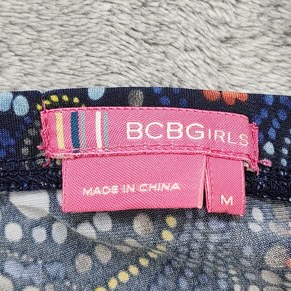 BCBGirls Skirt Womens M Blue Geometric Polka Dots Pull On A-Line Preppy Casual - Picture 3 of 8